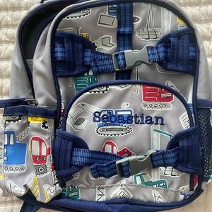 Pottery Barn Kids size mini backpack. NWOT, monogrammed with the name Sebastian.